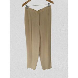 Emanuel Ungaro Beige Pleated Pants Womens Size 10 Lightweight Polyester Fabric
